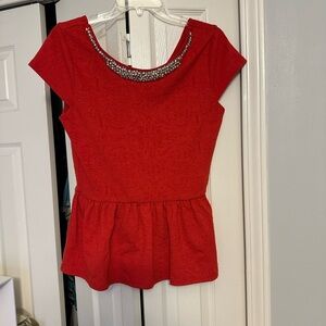 Alga Red Peplum Blouse